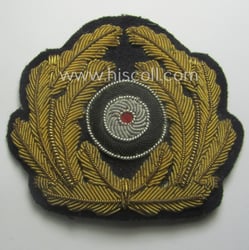 WH (Kriegsmarine) officers'-type, neatly hand-embroidered cap-cocarde (ie: 'Kokarde...