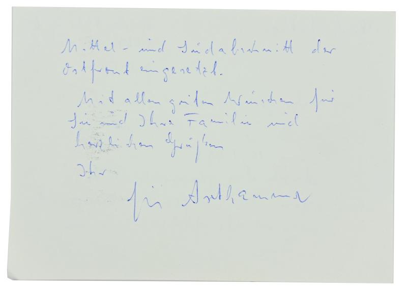 Signature of Luftwaffe KC Recipient 'Erich Axthammer'