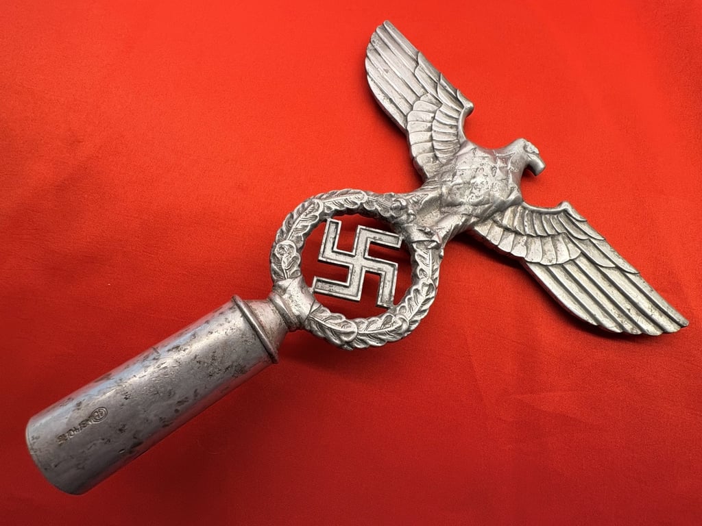 AUTHENTIC ORIGINAL 1938 WWII GERMAN NSDAP POLITICAL LEADERS FLAG POLE EAGLE FINIAL.