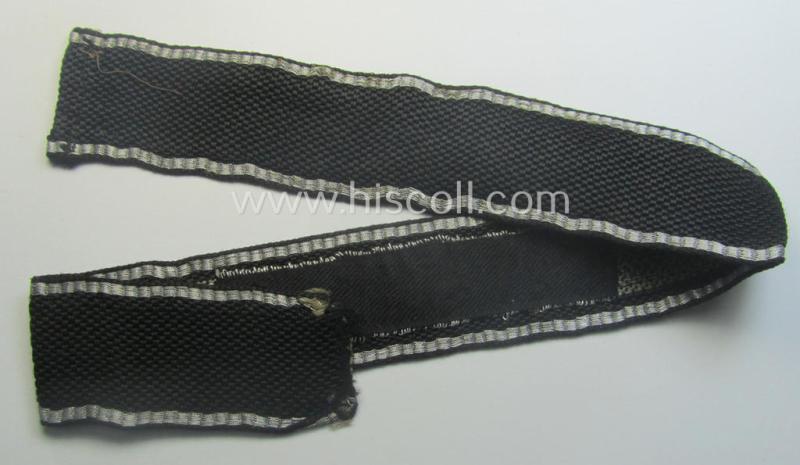 Truly used- and/or carefully tunic-removed example of a: Waffen-SS 1939/40-pattern, officers'-type 'flat-wire'-woven cuff-title (ie. 'Ärmelstreifen für Führer'): Regiment 'Der Führer' (2. SS-Pz-Div. "Das Reich")