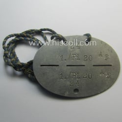 Aluminium-based, WH (Heeres) ie. 'Pionier-Truppen'-related ID-disc: '1./Pi.20' and...
