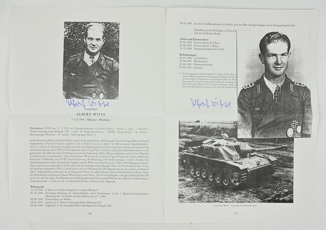 Signature of German WH KC Recipient 'Albert Witte'