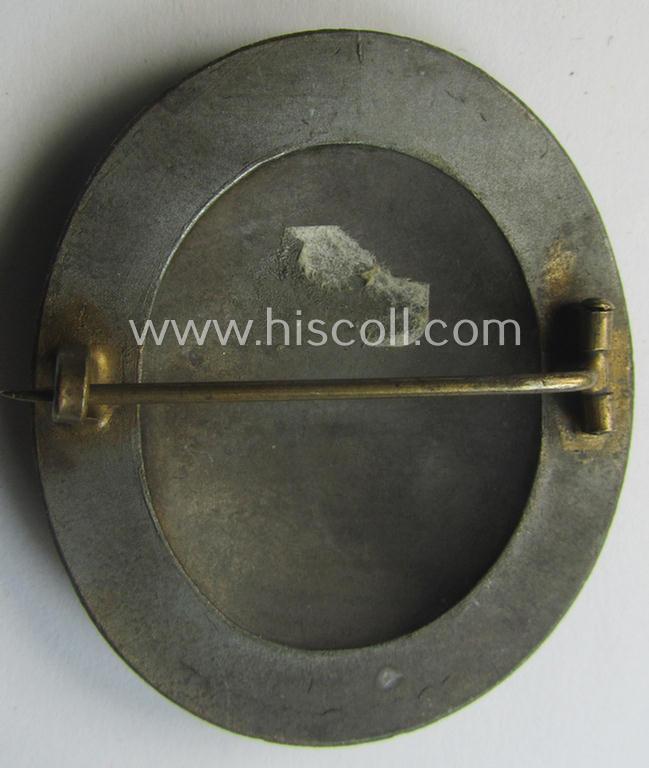 Unusally seen, 'Reichsnährstand'- (ie. 'RNSt.'-) related loyal-service brooch ('Brosche') being a non-maker-example showing the (Runic-styled!) text: 'Reichsnährstand - Landesbauernschaft Bayern - für 20 Jahre Treue Dienste'