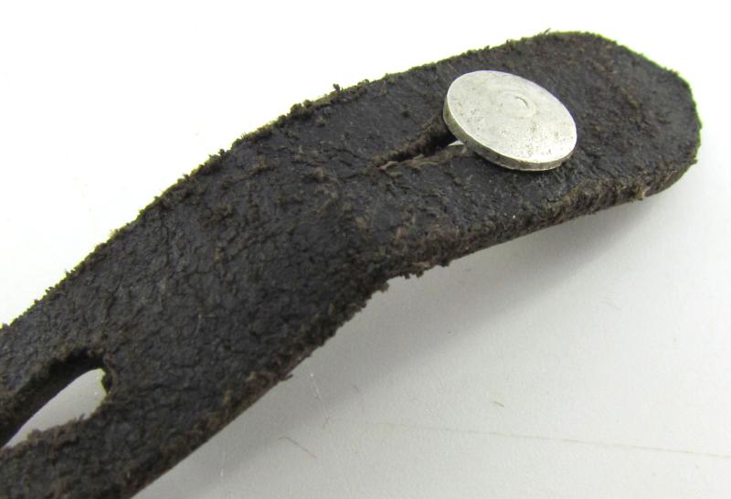 Early German helmet chin strap with aluminum buckle