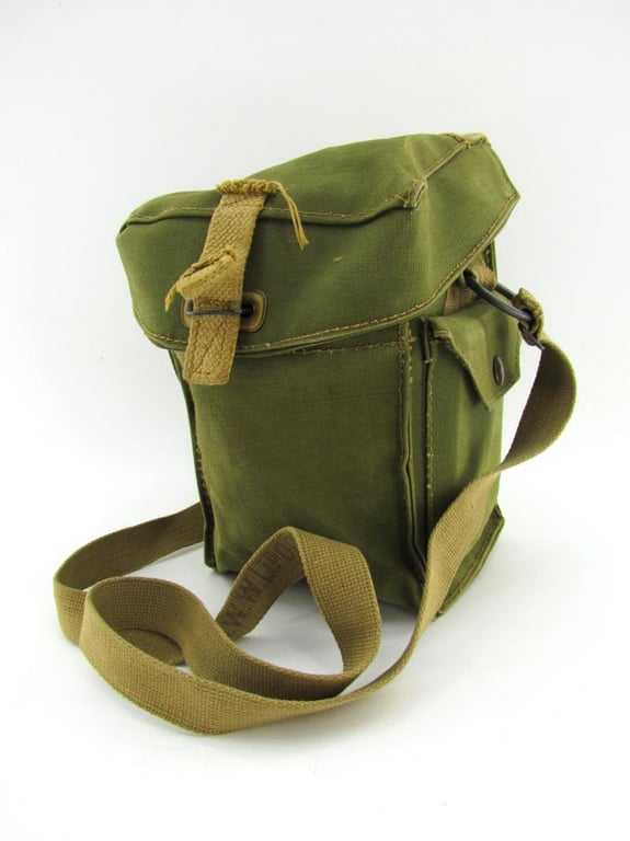 British WWII second model Gasmask Bag + Mask + contents 1943