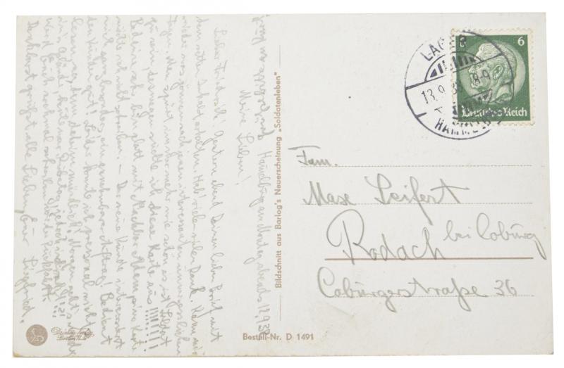 German Third Reich Postcard 1938