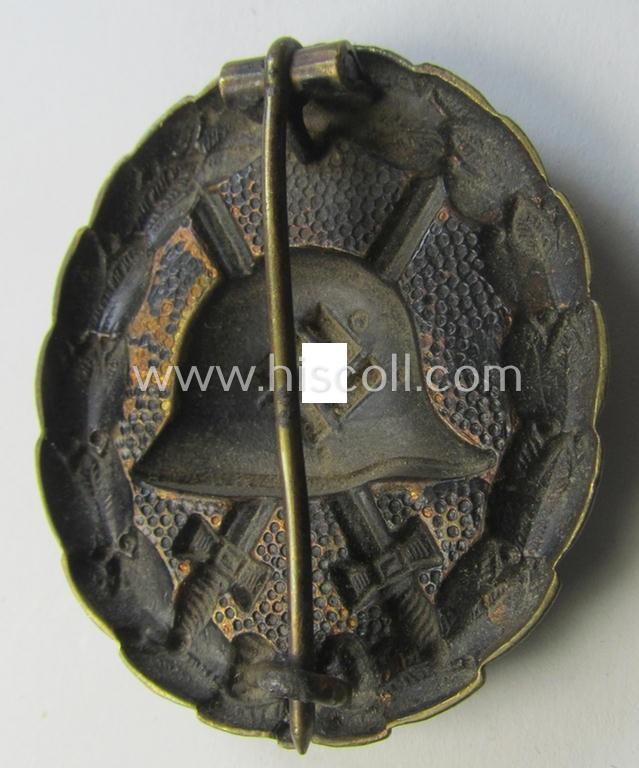 Attractive, early-pattern black-class wound-badge (ie.: 'Verwundeten Abzeichen in Schwarz') being a detailed so-called: 'Spanish Civil-War'-version that comes in a truly used- and/or worn, condition