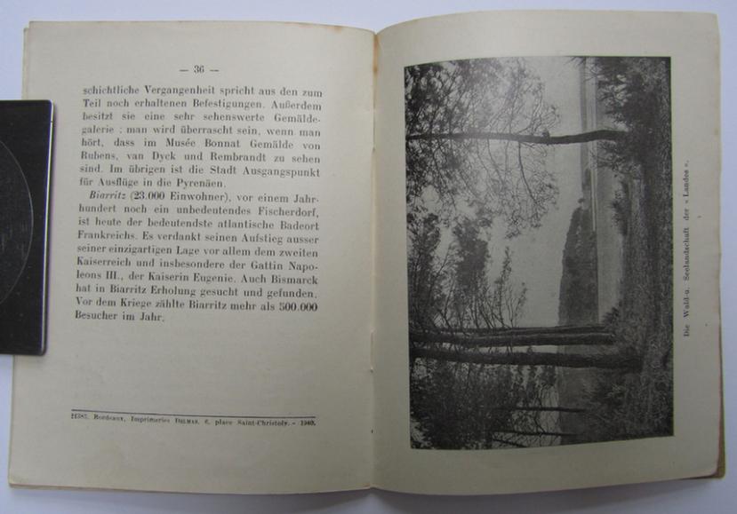 Unusual, French (locally produced!) period-publication (or: 'Reiseführer') entitled: 'Kleiner Wegweiser für die Soldaten der Deutschen Südwestarmee and der Atlantikküste', dated: '1940'