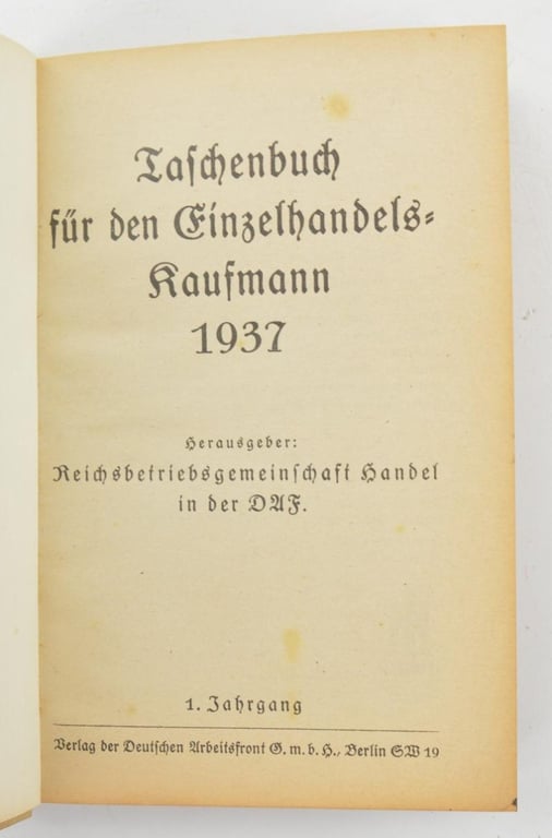 German Third Reich Era RAD 1937 Pocket Kalender