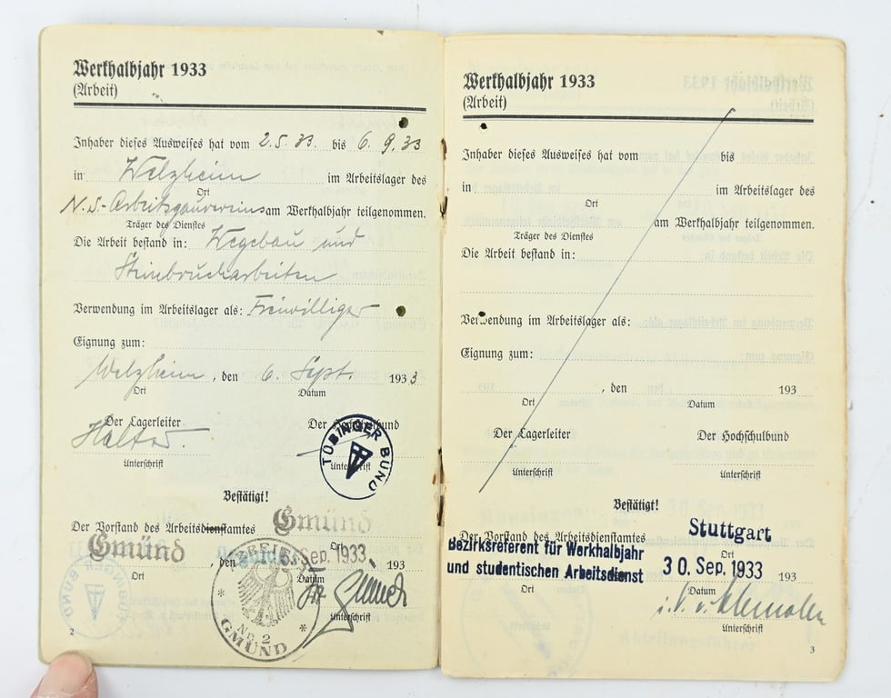 German RAD Pflichtenheft 1933 Memberpass