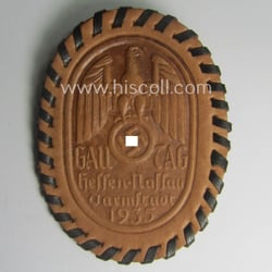 Commemorative - unusually leather-based! - N.S.D.A.P.-related 'tinnie' being...