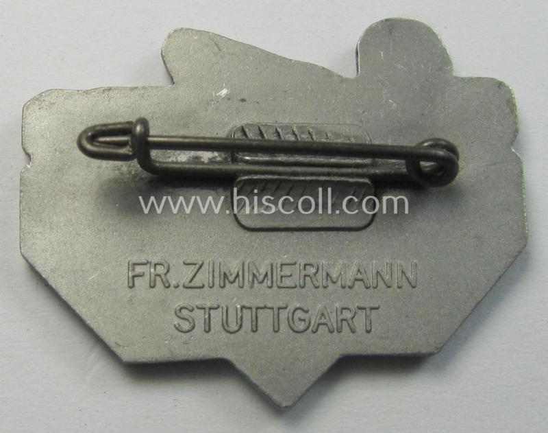 Attractive, silverish-toned and/or: sports'- (ie. 'Schwimmen'-) related day-badge (ie. 'tinnie') as was issued to commemorate a locally-held: 'Wassersport'-gathering entitled: 'Wasserstrassen-Wassersport - Stuttgart - 1935'