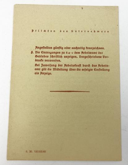 German Arbeitsbuch Paper instruction sheet