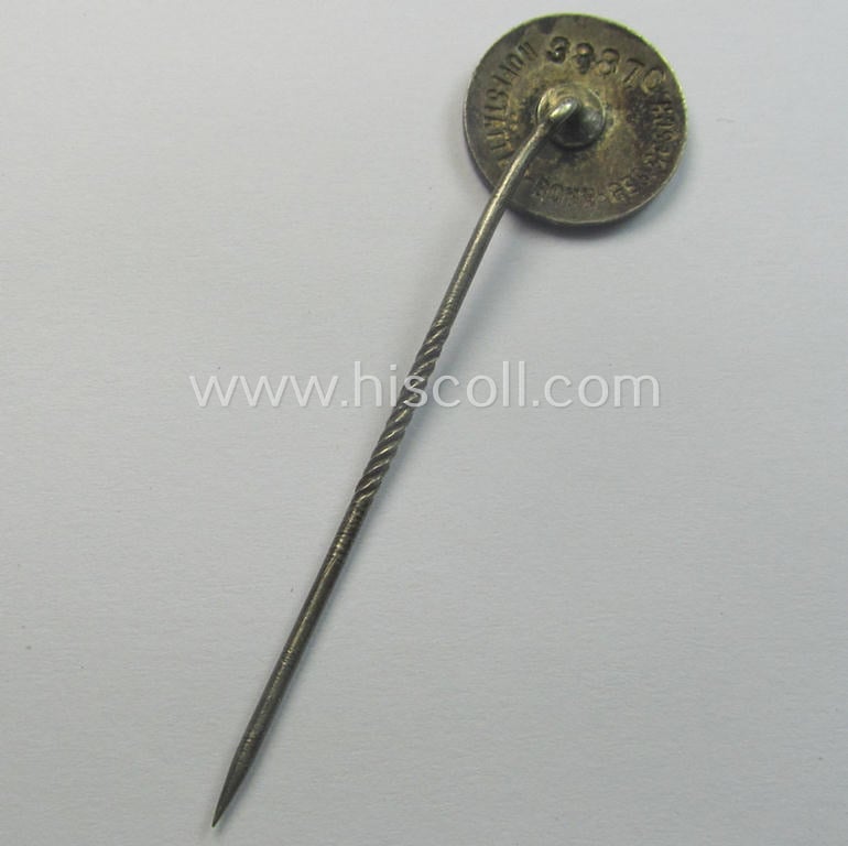 SS (ie. 'Allgemeine SS') civil-attire badge (ie. 'Zivilabzeichen der SS') being a detailed example that shows a clearly-present makers'-designation and unique serial-number ('38870')