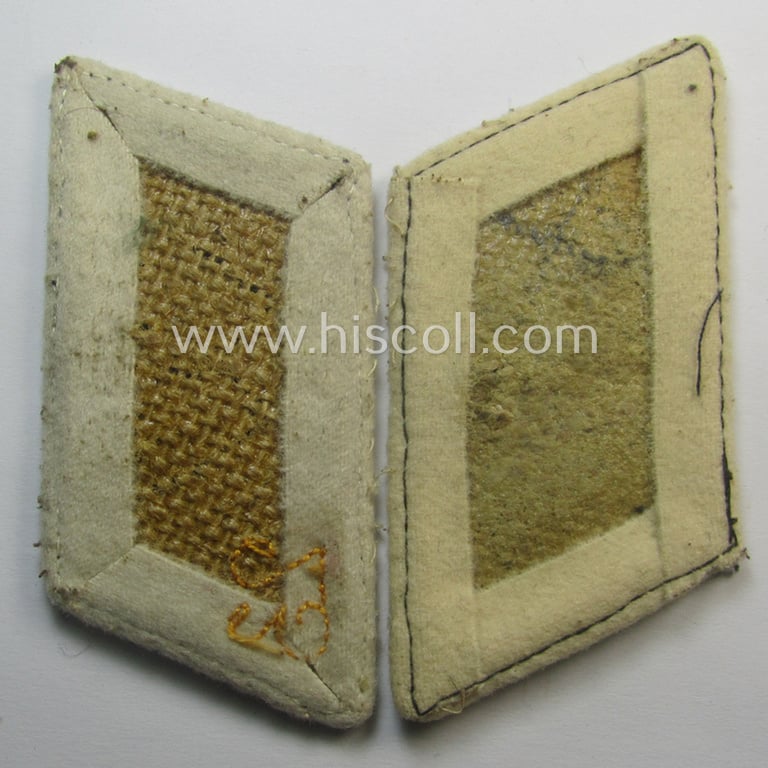 Pair of EM-pattern collar-tabs (ie. 'Kragenspiegel') as intended for - and worn by! - 'Wehrmänner' belonging to the organisation: 'Stahlhelmbund' (ie. 'Der Stahlhelm' - Bund der Frontsoldaten (or: Sta)' (showing the machine-emroidered numeral: '23')