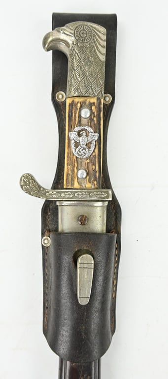 German Police Stag Handled Dress Bayonet with Frog