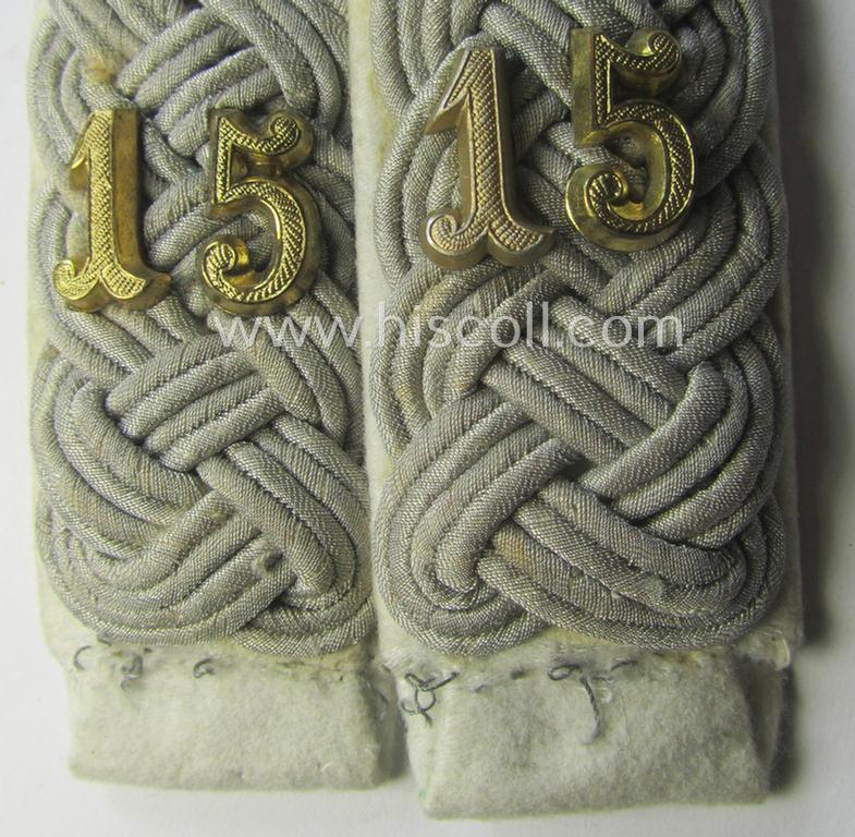 Pair of WH (Heeres) 'cyphered', officers'-pattern shoulderboards: 'Major des Infanterie-Rgts. 15'