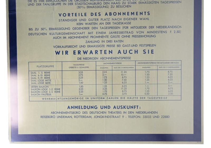 German/ Dutch Poster 'Deutches Theater in den Niederlanden'