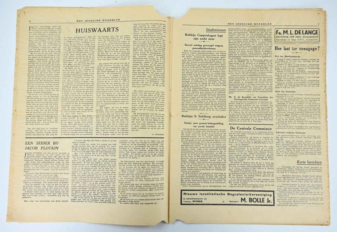 Dutch Jewish Newspaper 11 April 1941 Issue Nr. 1