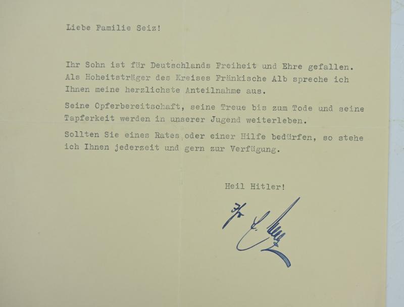 German NSDAP Letter Fallen Soldier