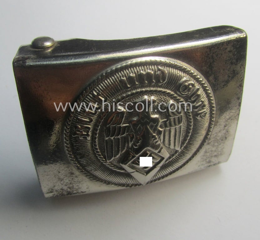 HJ (ie. 'Hitlerjugend') nickle-chrome-based belt-buckle being a non-maker-marked specimen