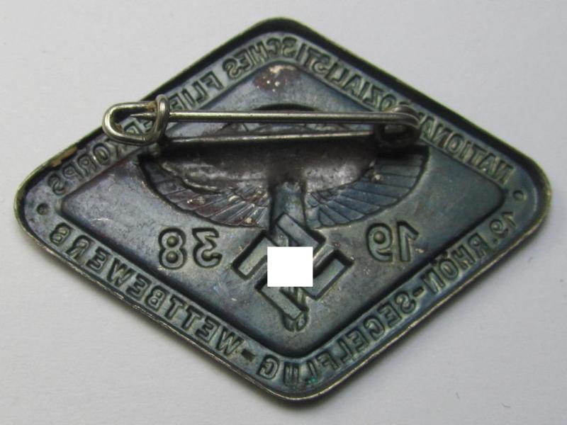 Silver-toned, N.S.F.K.-related day-badge (ie. 'tinnie') being a non-maker-marked example as was issued to commemorate a specific meeting ie. national rally entitled: '19. Rhön-Segelflug Wettbewerb 1938'