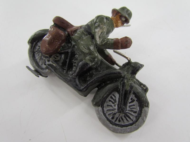 German Soldier On a Motor Bike ( Lineol )