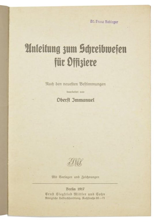 German WW1 Writing Manual for Officers