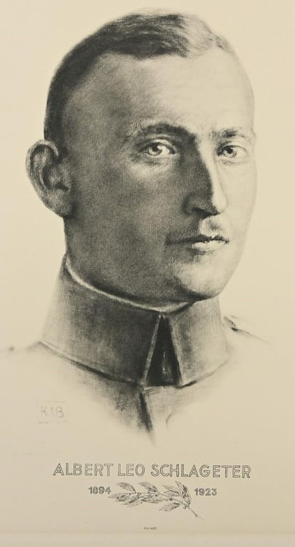 German Portrait Print/Litho of Albert Leo Schlageter by K.J.Böhringer
