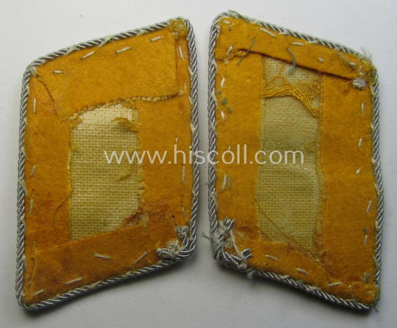 Pair of WH (LW) officers'-type collar-patches (ie. 'Kragenspiegel') as executed in golden-yellow-coloured wool as was intended for usage by an: 'Oberleutnant der Flieger-o. Fallschirmjäger-Trpn.'