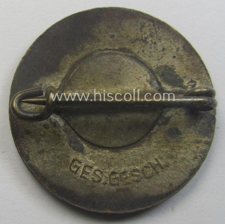 Neat - albeit clearly used! - multi-coloured enamelled 'Mitgliedsabzeichen' as intended to signify membership within the: 'HJ' (or: 'Hitlerjugend') before June 1932 (being a badge of the 1st pattern that is void of a makers'-designation)