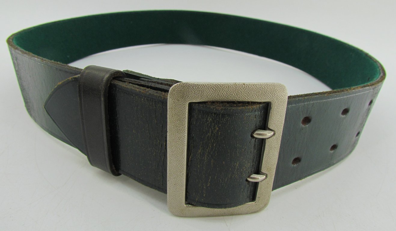 German Forestry Official’s Leather Belt with Double-Prong Buckle