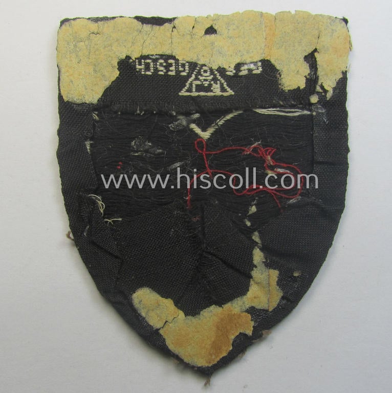 'BeVo'-woven enlisted-mens'- (ie. NCOs'-) pattern, so-called: RAD (ie. 'Reichsarbeitsdienst') sleeve-badge (or: 'Dienststellenabzeichen') bearing the specialist- ie. unit-designation: '323/4'