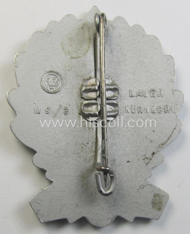 SA- (ie. 'Sturmabteilungen'-) related 'tinnie', being a maker- (ie. 'RzM M9/3' and/or: 'Lauer - Nürnberg'-) marked example depicting an SA-sports'-badge and SA-logo surrounded by the text: - 'SA-Gruppenwettkämpfe - Gruppe Hochland - 1938'