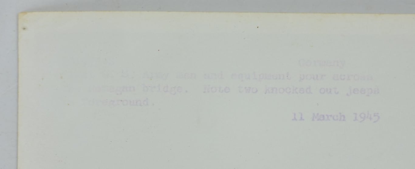 US WW2 Press Photo 'Remagen Bridge'