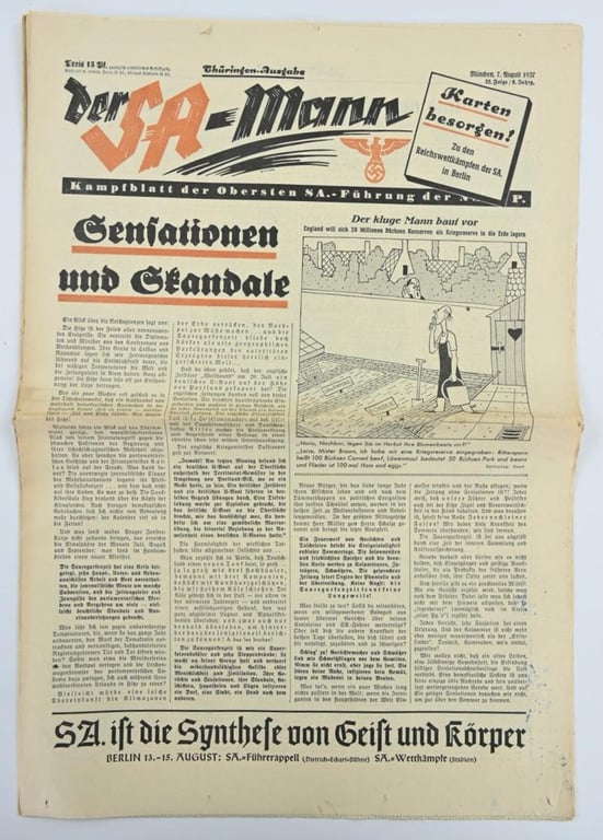German Newspaper der SA-Mann 7 August 1937