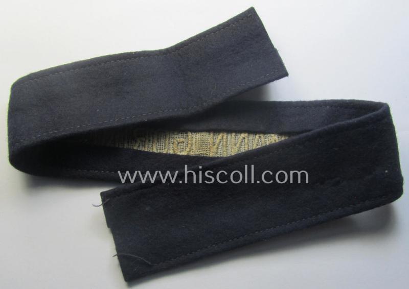 Typical 'smooth-woolen'-based, enlisted-mens'- (ie. NCO-) pattern WH (Luftwaffe) cuff-title (ie. 'Ärmelstreifen') entitled: 'Hermann Göring' (being an I deem presumably issued- albeit never worn nor tunic-attached and minimally damaged example...