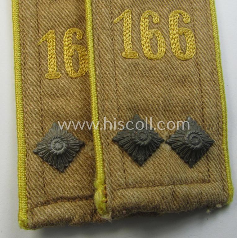 Pair of early-pattern: 'HJ'- (ie. 'Hitlerjugend'-) shoulderstraps as intended for usage by a: 'Scharführer' who was attached to the: 'Oberbann II - Bann 166' (Bann 166 = 'Bann Main u. Obertaunus')