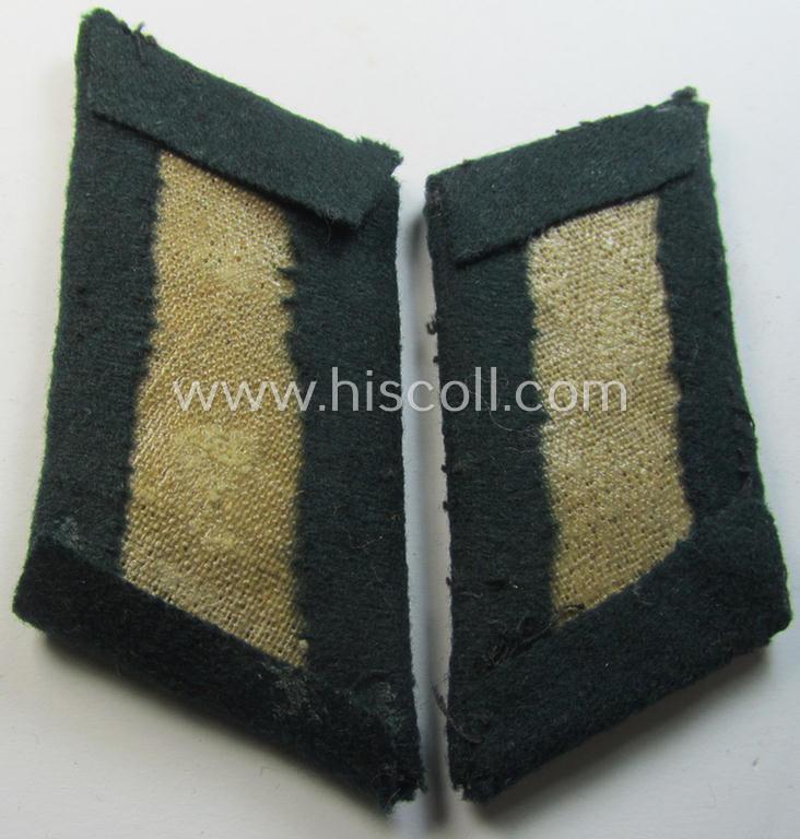 Fully matching - and moderately used! - pair of WH (Heeres) hand-embroidered, officers'-type collar-tabs (ie. 'Kragenspiegel für Offiziere') as was intended for - and/or clearly worn by! - an: 'Offizier der Nebelwerfer-Truppen'