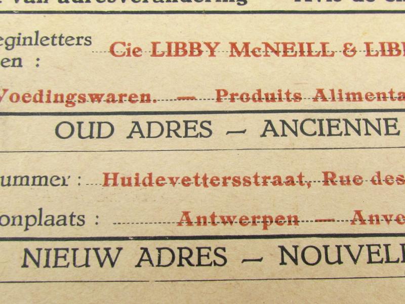 Belgian message of change of address