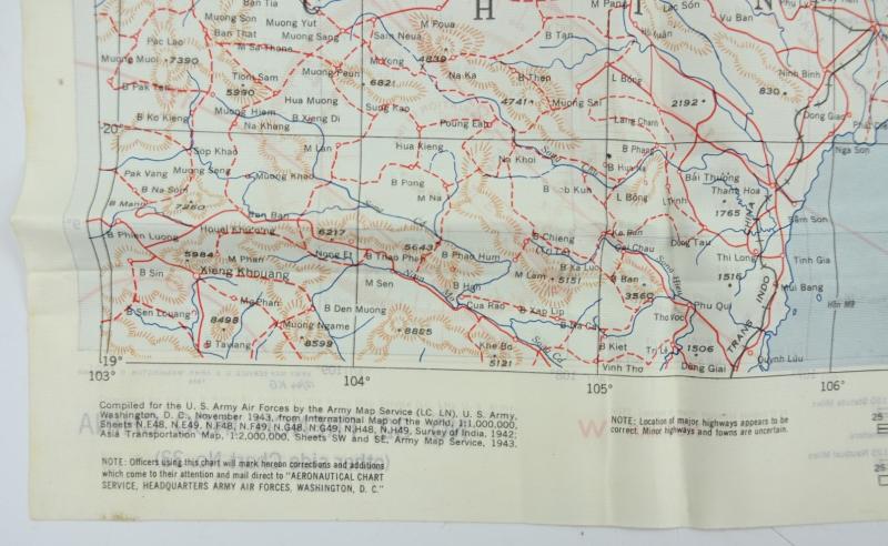 USAAF WW2 Escape Map 'French Indo China'