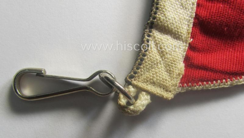 'Patriotic-styled'- and/or truly nicely woven! - N.S.D.A.P.-related vehicle- ie. bicycle-flag (ie. 'Fahrrad-Fahne') depicting on both sides an interwoven illustration of a knight coupled with the text: 'Reichsparteitag 1934'