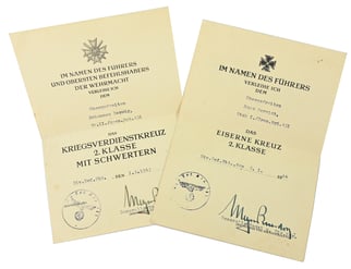 German WH Medal Certificate Set 'Grenadier Regiment 431'
