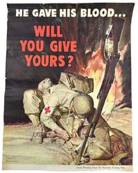 US WW2 Poster 'He Gave His Blood…'