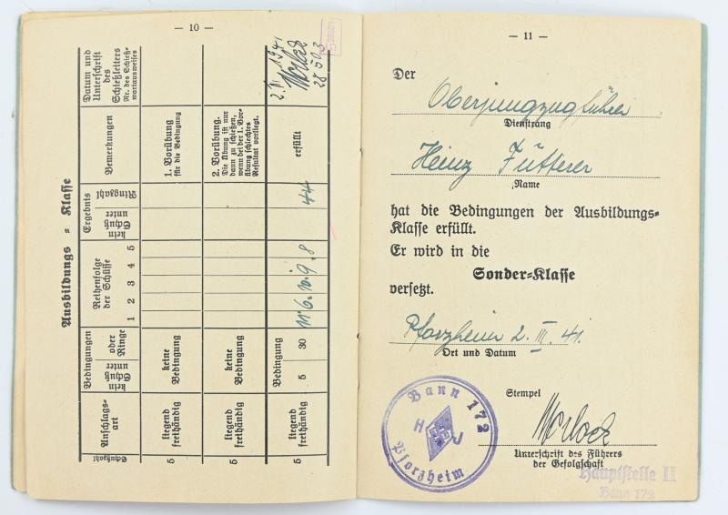 German Hitler Youth Shooting Badge with Portrait Picture and Shooting Booklet.