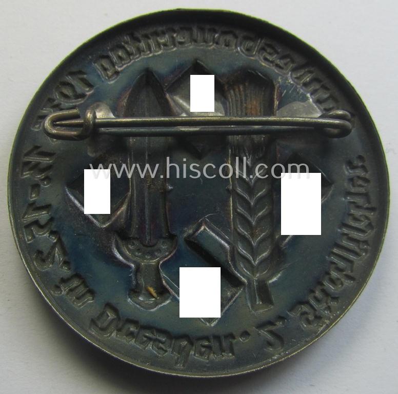 'Reichsnährstand'- (ie. 'RNSt.'-) related day-badge (ie. 'tinnie') as issued to commemorate a locally-held: 'RNSt.'-related gathering entitled: '2. Sächsischer Landesbauerntag 1935 - 13.-15.2. in Dresden'