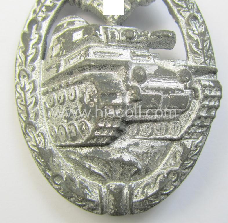 Attractive, 'Panzerkampfabzeichen in Silber' (or: silver-class panzer assault badge or PAB) being a zinc- (ie. 'Feinzink'-) version (of the so-called: 'hollow-zinc, Type D'-variant) as was procuced by the: 'Wilhelm Deumer'-company