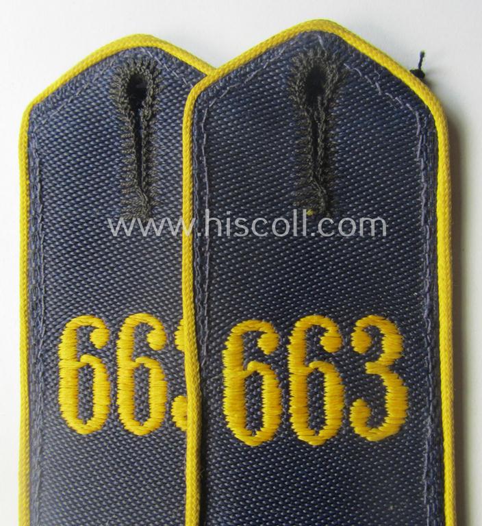 Pair of 'Marine HJ'- (ie. 'naval Hitlerjugend'-) shoulderstraps as intended for usage by a: 'Hitlerjunge' who was attached to the: 'Bann 663' ('Bann 663' = Litzmannstadt / Wartheland in the 'Gebiet Ost Wartheland')