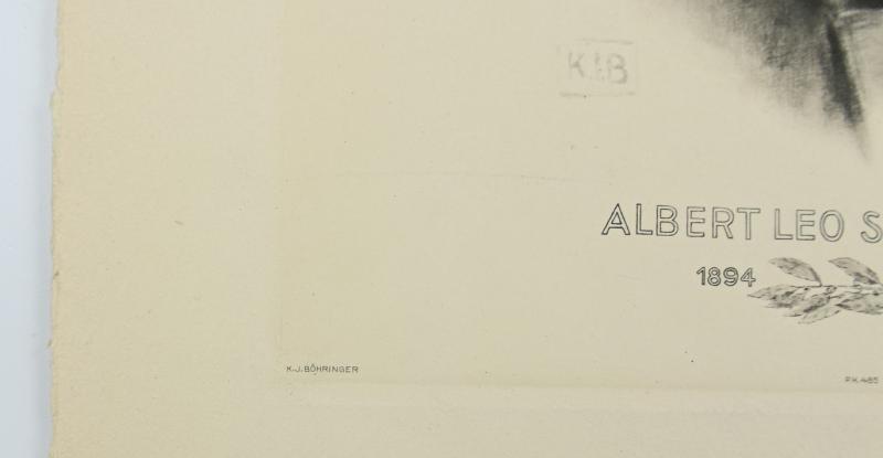 German Portrait Print/Litho of Albert Leo Schlageter by K.J.Böhringer