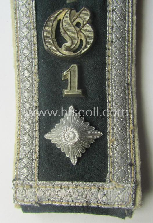 Single, WH (Heeres) NCO-type (ie. 'M40'-pattern- and/or 'rounded'-styled), neatly 'cyphered' shoulderstrap as was intended for usage by a: 'Feldwebel des Infanterie-Ergänzungs-Rgts. 1'